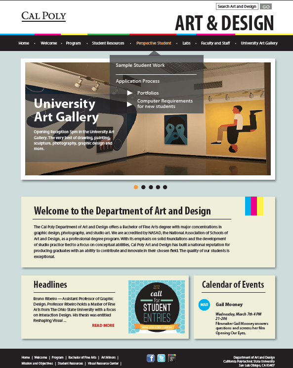 Cal Poly Art & Design Website Redesign Peter Paik Design